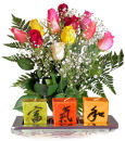 USA Valentine's Day USA,,:Karmic Candle Set & Rose Bouquet